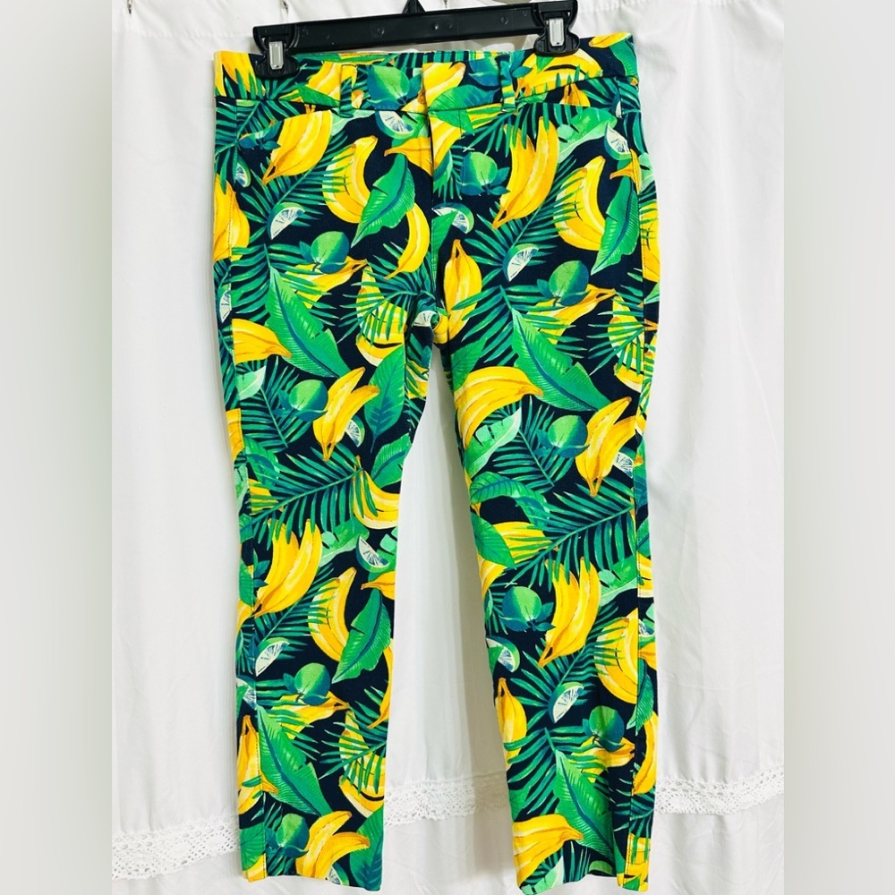 Old Navy Y2K Vibrant NatureCore Tropical Leaves-Fruits Print Pixie Ankle Pants 8